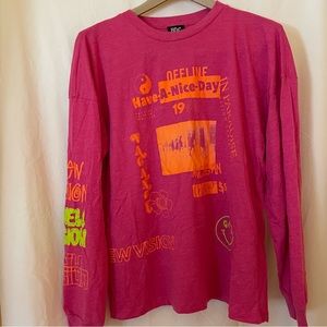 Urban Outfitters BDG hot pink long sleeve shirt with neon print